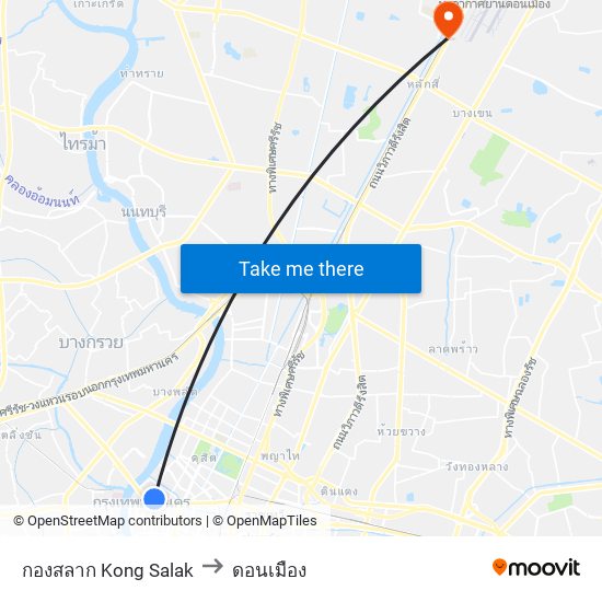 กองสลาก Kong Salak to ดอนเมือง map