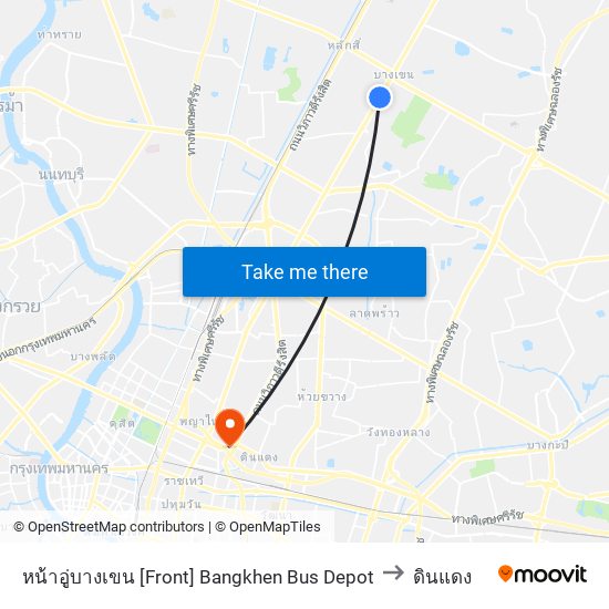 หน้าอู่บางเขน [Front] Bangkhen Bus Depot to ดินแดง map