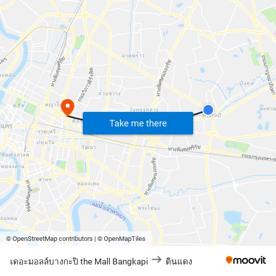 เดอะมอลล์บางกะปิ the Mall Bangkapi to ดินแดง map