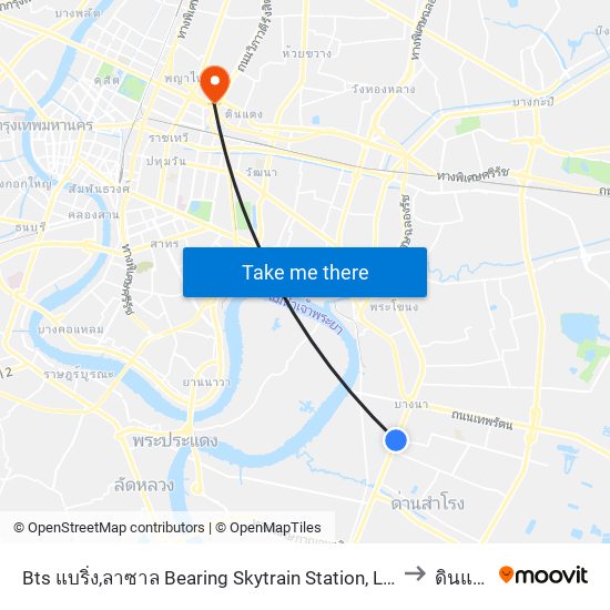 Bts แบริ่ง,ลาซาล Bearing Skytrain Station, Lasal to ดินแดง map