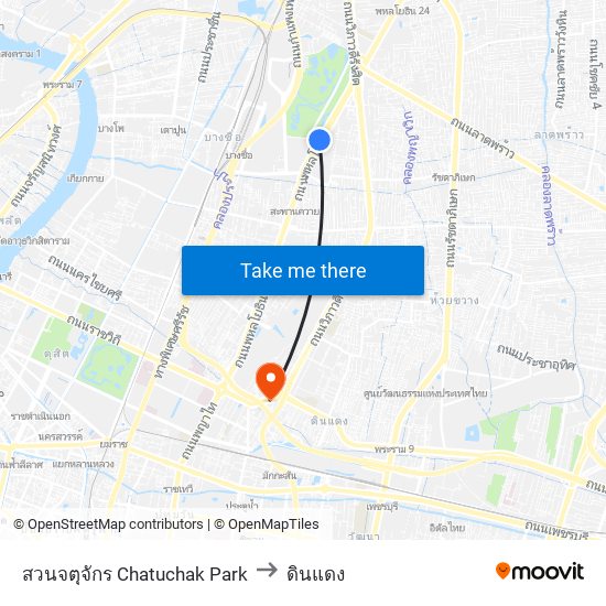 สวนจตุจักร Chatuchak Park to ดินแดง map