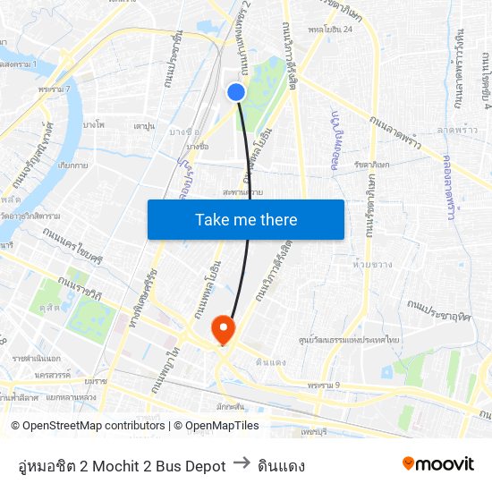 อู่หมอชิต 2 Mochit 2 Bus Depot to ดินแดง map