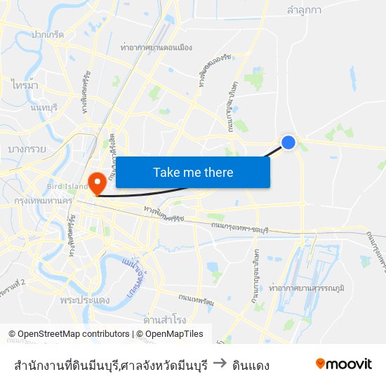 สำนักงานที่ดินมีนบุรี,ศาลจังหวัดมีนบุรี to ดินแดง map