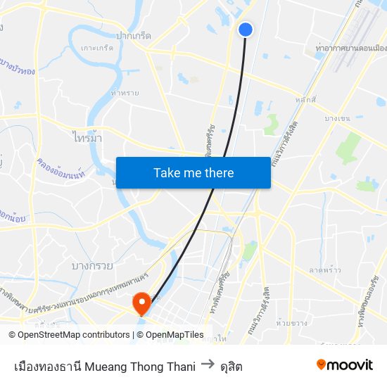 เมืองทองธานี Mueang Thong Thani to ดุสิต map