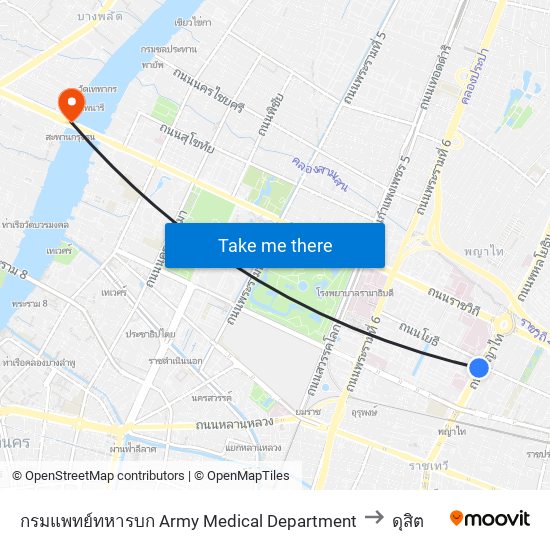 กรมแพทย์ทหารบก Army Medical Department to ดุสิต map