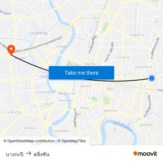 บางกะปิ to ตลิ่งชัน map