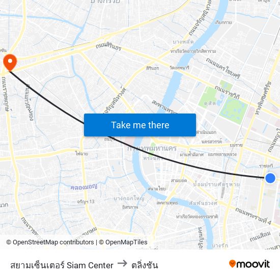 สยามเซ็นเตอร์ Siam Center to ตลิ่งชัน map