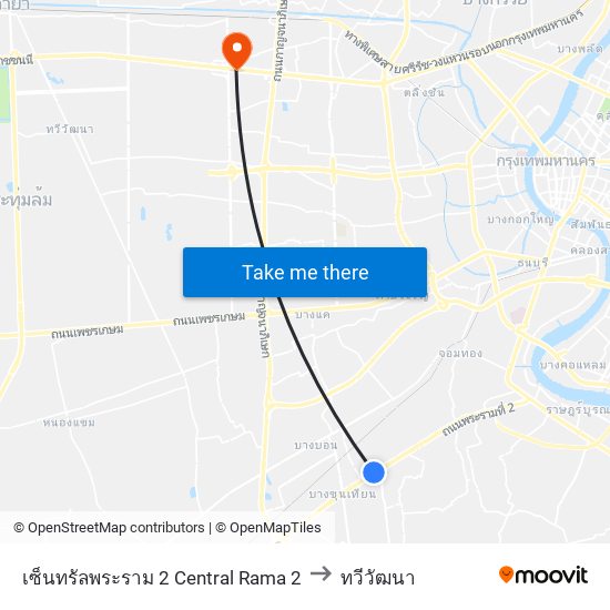 เซ็นทรัลพระราม 2 Central Rama 2 to ทวีวัฒนา map