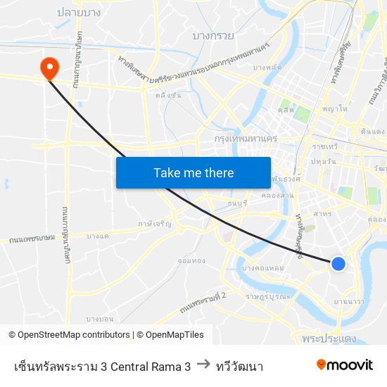 เซ็นทรัลพระราม 3 Central Rama 3 to ทวีวัฒนา map