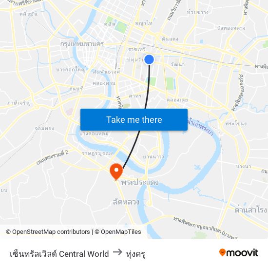 เซ็นทรัลเวิลด์ Central World to ทุ่งครุ map