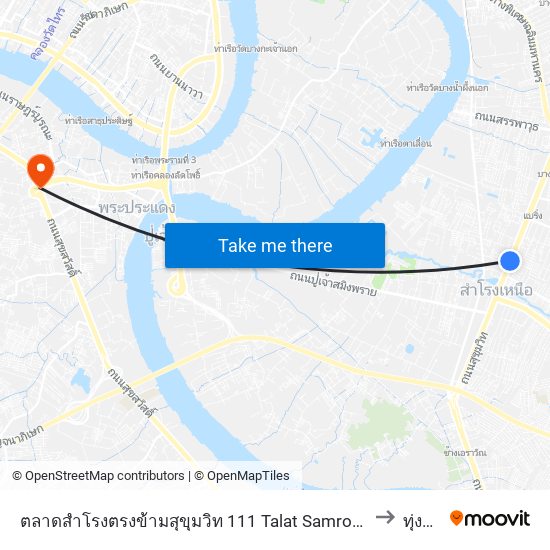 ตลาดสำโรงตรงข้ามสุขุมวิท 111 Talat Samrong to ทุ่งครุ map