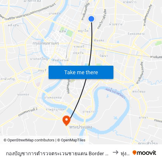 กองบัญชาการตำรวจตระเวนชายแดน Border Patrol Police to ทุ่งครุ map