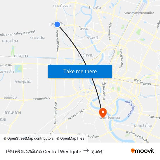 เซ็นทรัลเวสต์เกต Central Westgate to ทุ่งครุ map