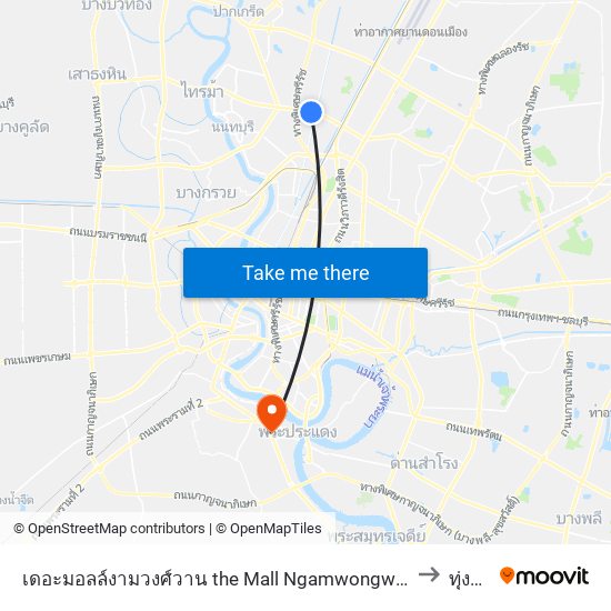 เดอะมอลล์งามวงศ์วาน the Mall Ngamwongwan to ทุ่งครุ map