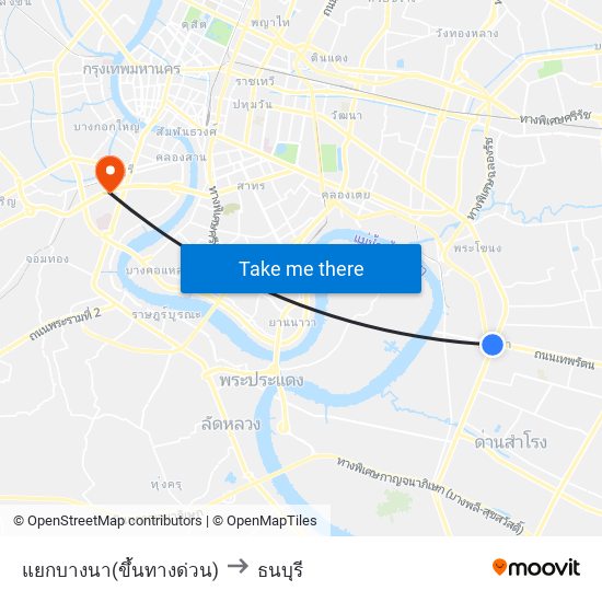 แยกบางนา(ขึ้นทางด่วน) to ธนบุรี map