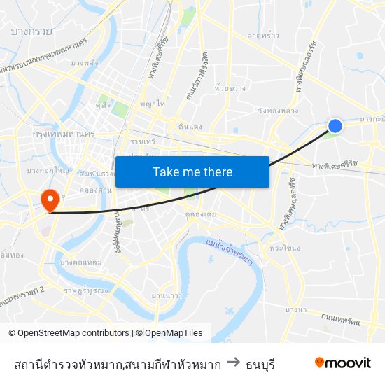 สถานีตำรวจหัวหมาก,สนามกีฬาหัวหมาก to ธนบุรี map