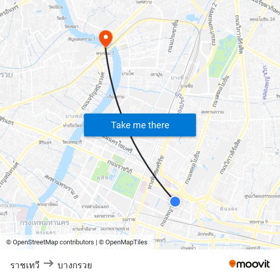 ราชเทวี to บางกรวย map