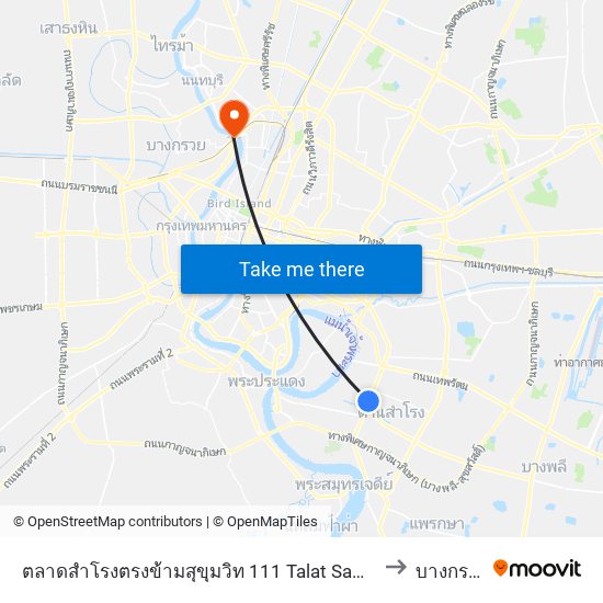 ตลาดสำโรงตรงข้ามสุขุมวิท 111 Talat Samrong to บางกรวย map