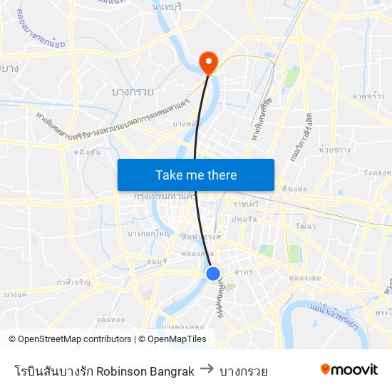 โรบินสันบางรัก Robinson Bangrak to บางกรวย map