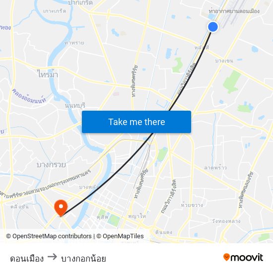 ดอนเมือง to บางกอกน้อย map