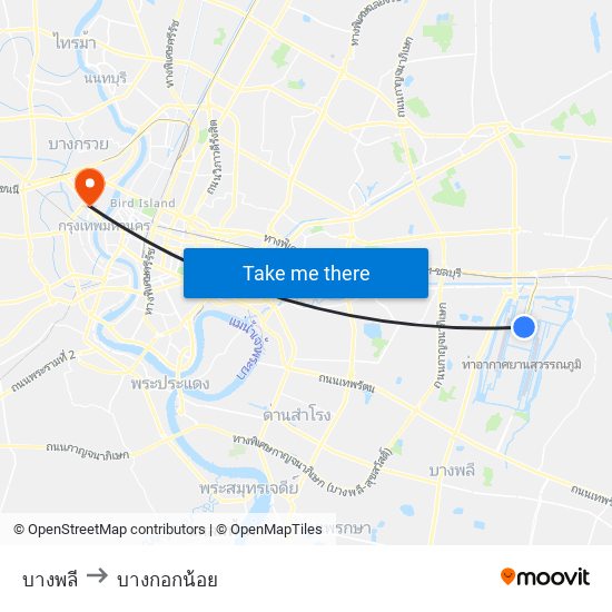 บางพลี to บางกอกน้อย map