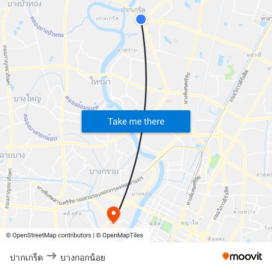 ปากเกร็ด to บางกอกน้อย map