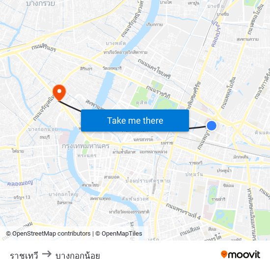 ราชเทวี to บางกอกน้อย map