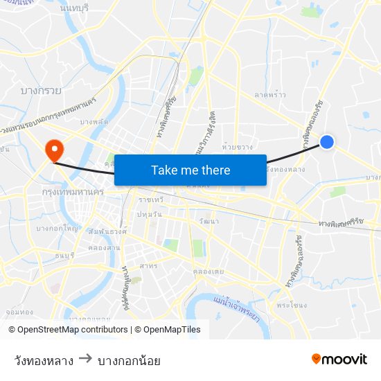 วังทองหลาง to บางกอกน้อย map