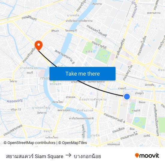 สยามสแควร์ Siam Square to บางกอกน้อย map