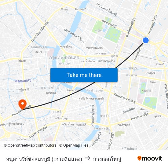 อนุสาวรีย์ชัยสมรภูมิ (เกาะดินแดง) to บางกอกใหญ่ map