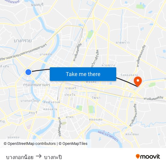 บางกอกน้อย to บางกะปิ map