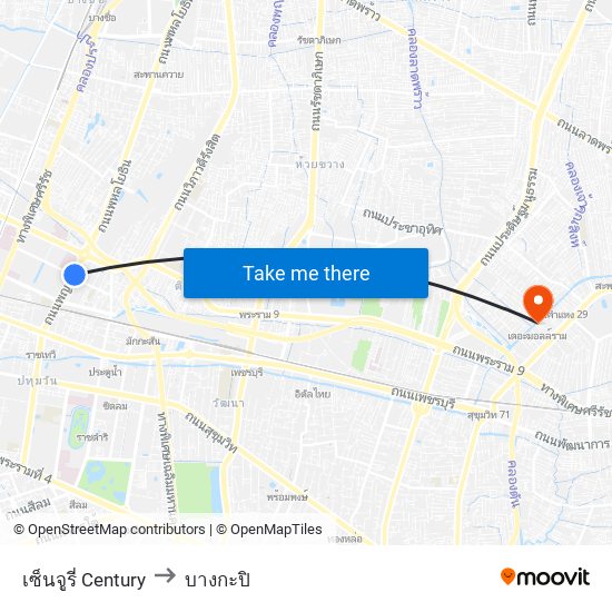 เซ็นจูรี่ Century to บางกะปิ map