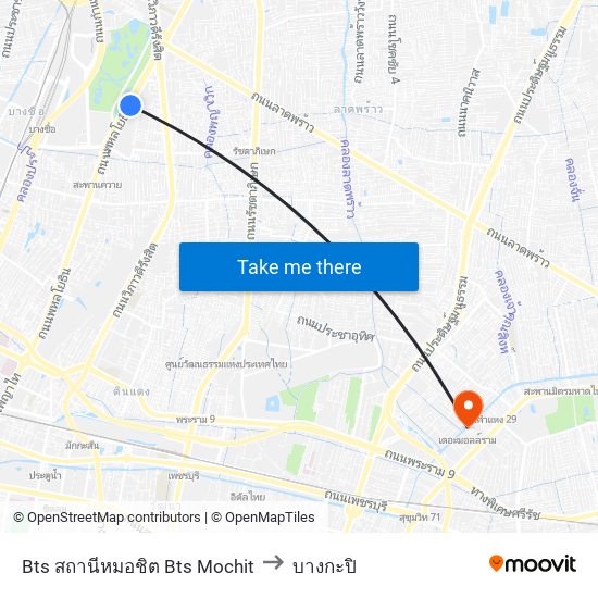 Bts สถานีหมอชิต Bts Mochit to บางกะปิ map