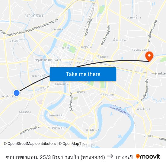 ซอยเพชรเกษม 25/3 Bts บางหว้า (ทางออก4) to บางกะปิ map