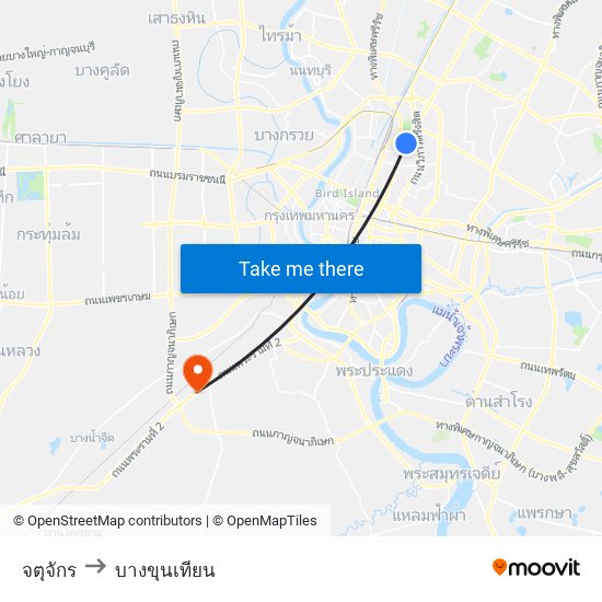 จตุจักร to บางขุนเทียน map