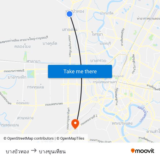 บางบัวทอง to บางขุนเทียน map