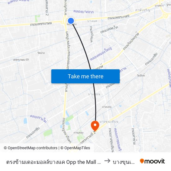 ตรงข้ามเดอะมอลล์บางแค Opp the Mall Bangkae to บางขุนเทียน map