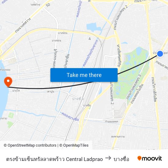 ตรงข้ามเซ็นทรัลลาดพร้าว  Central Ladprao to บางซื่อ map