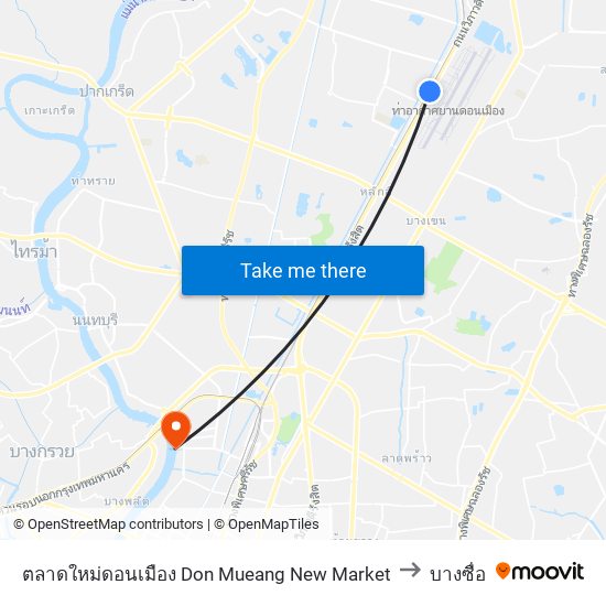 ตลาดใหม่ดอนเมือง Don Mueang New Market to บางซื่อ map