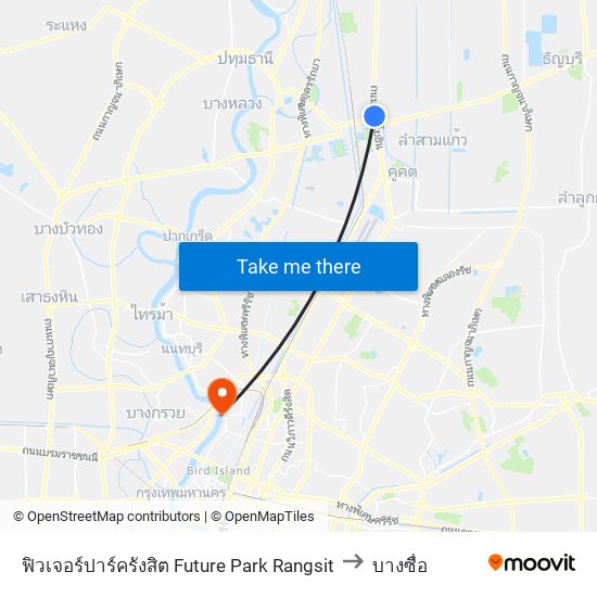 ฟิวเจอร์ปาร์ครังสิต Future Park Rangsit to บางซื่อ map