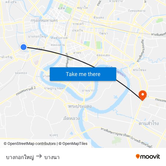 บางกอกใหญ่ to บางนา map