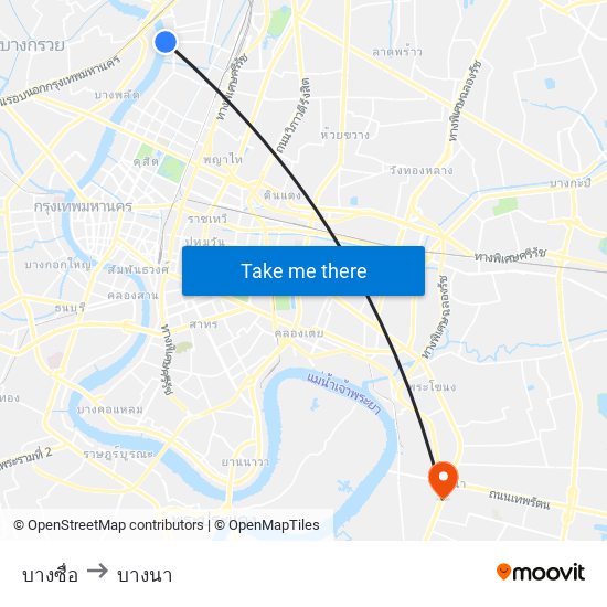 บางซื่อ to บางนา map