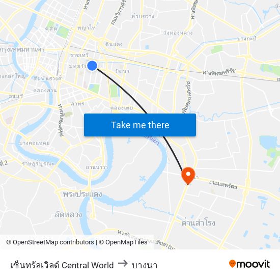 เซ็นทรัลเวิลด์ Central World to บางนา map