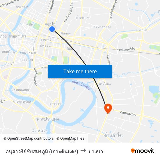 อนุสาวรีย์ชัยสมรภูมิ (เกาะดินแดง) to บางนา map