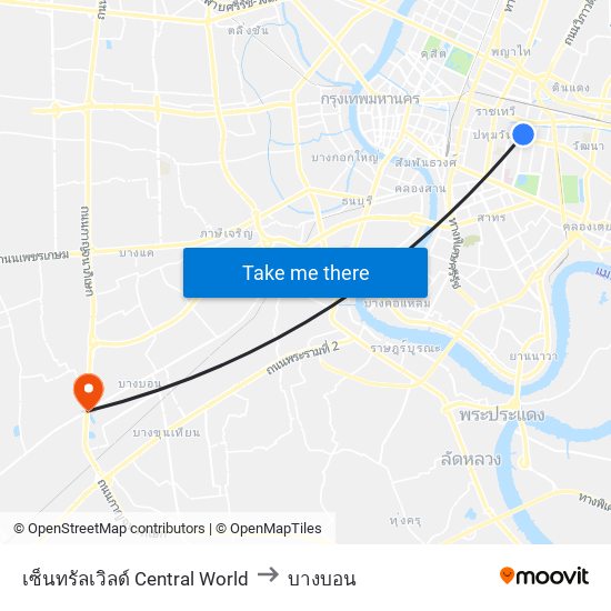 เซ็นทรัลเวิลด์ Central World to บางบอน map