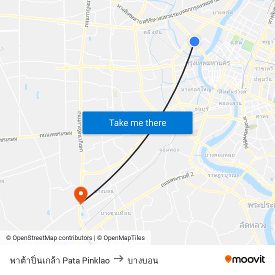 พาต้าปิ่นเกล้า Pata Pinklao to บางบอน map