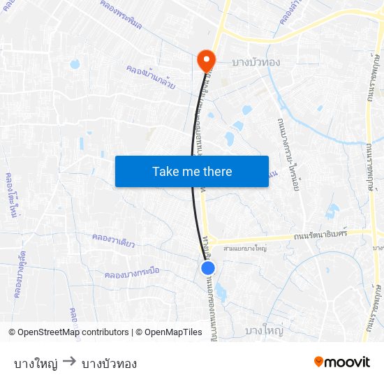 บางใหญ่ to บางบัวทอง map