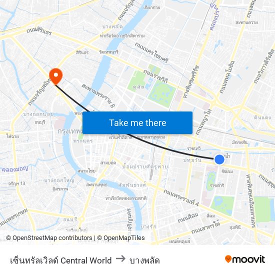 เซ็นทรัลเวิลด์ Central World to บางพลัด map