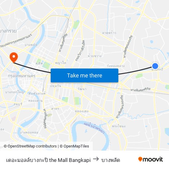 เดอะมอลล์บางกะปิ the Mall Bangkapi to บางพลัด map