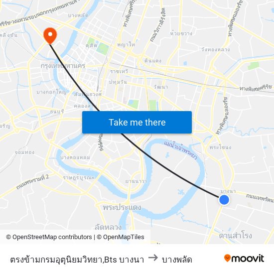 ตรงข้ามกรมอุตุนิยมวิทยา,Bts บางนา to บางพลัด map